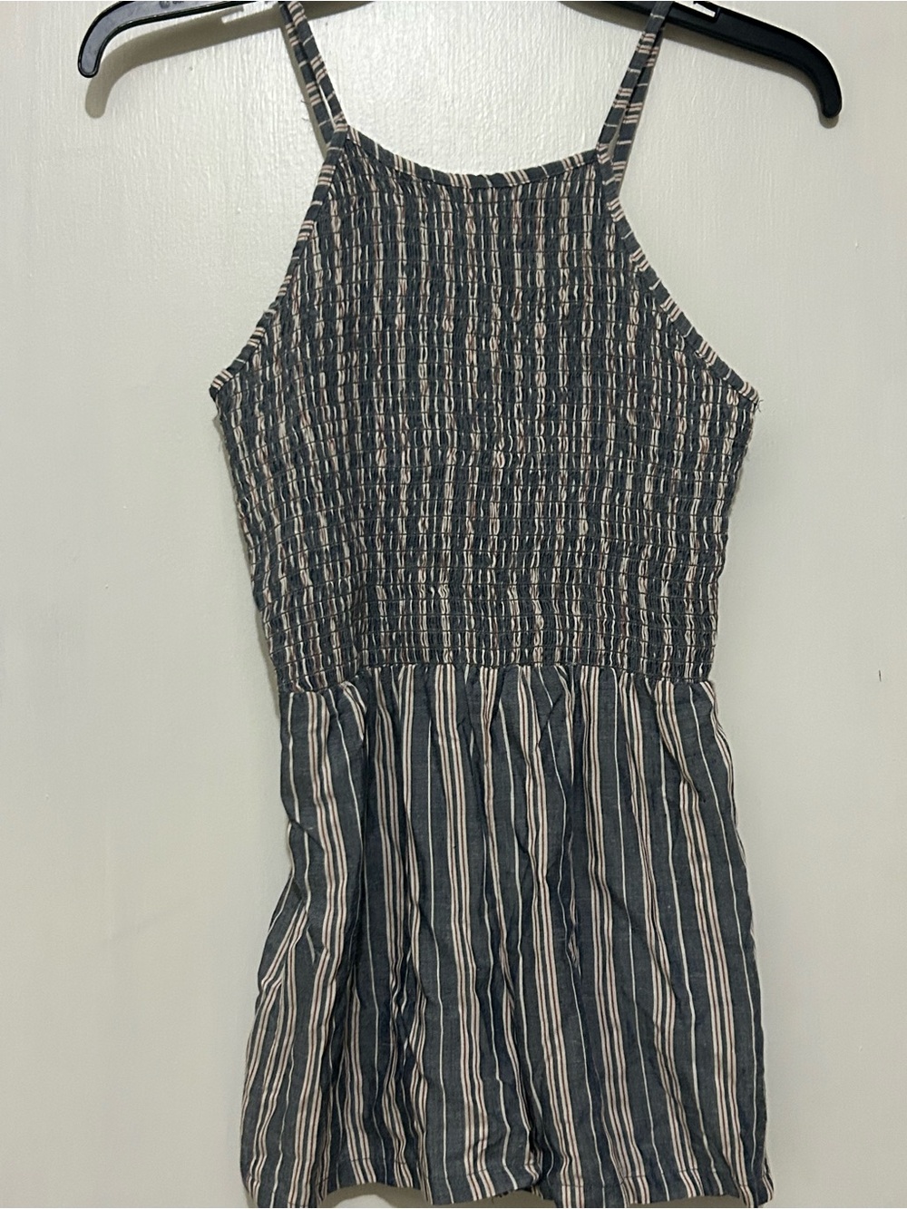 Angie Navy and White Striped Girls' Casual Romper